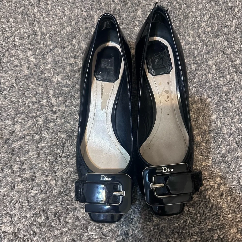 Dior Black Patent Leather Heels with Silver Buckle - Picture 2 of 6